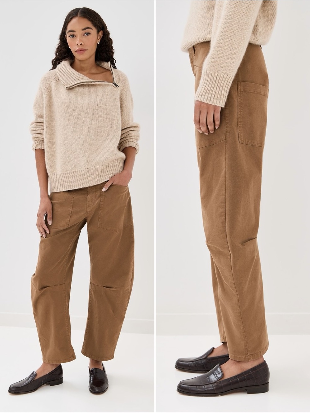 Nili Lotan Shon Pant Camel High Rise Utility Trousers Size 4